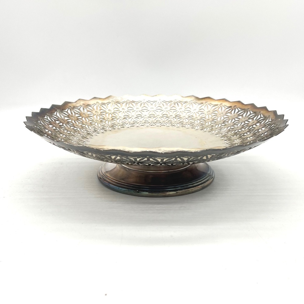 Mappin & Webb London Sheffield Silver Plate Pierced Pedestal Bowl W28181 10in